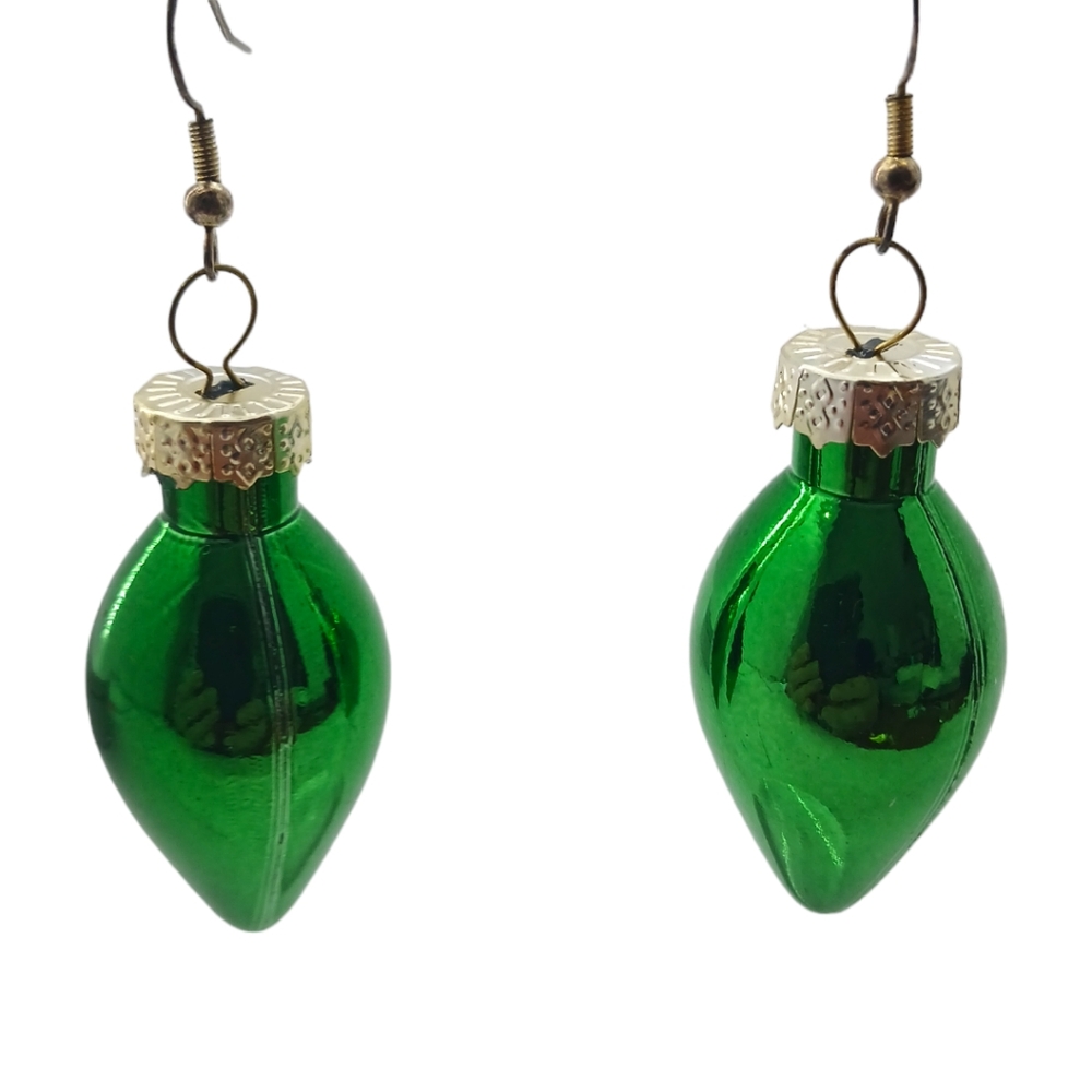 B2g1 Christmas Lightbulb Womens Earrings Jewelry Green Red Gold Silver Tacky